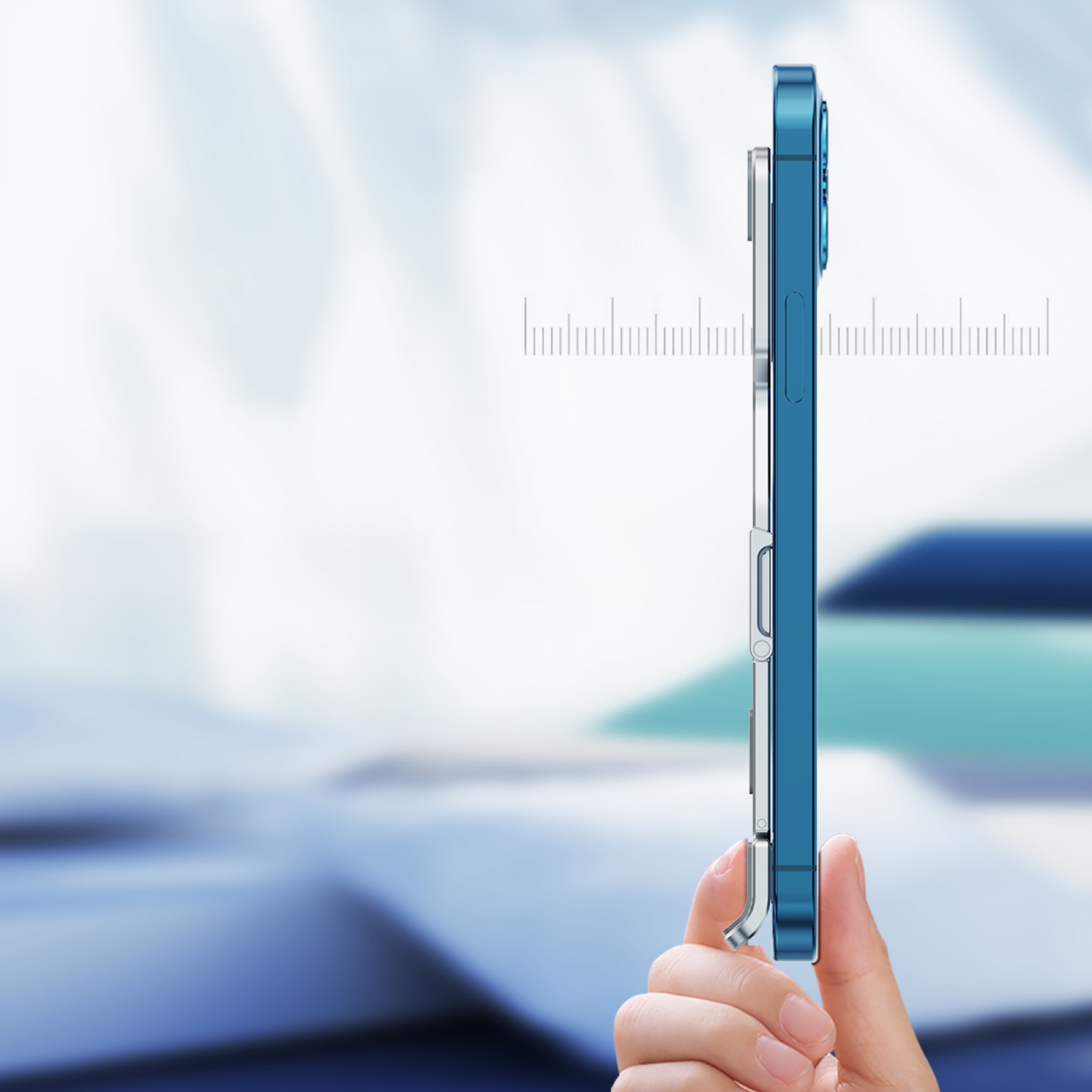 Ultra İnce Katlanabilir Masaüstü Telefon/Tablet Tutucu, Alüminyum, Gümüş - 2