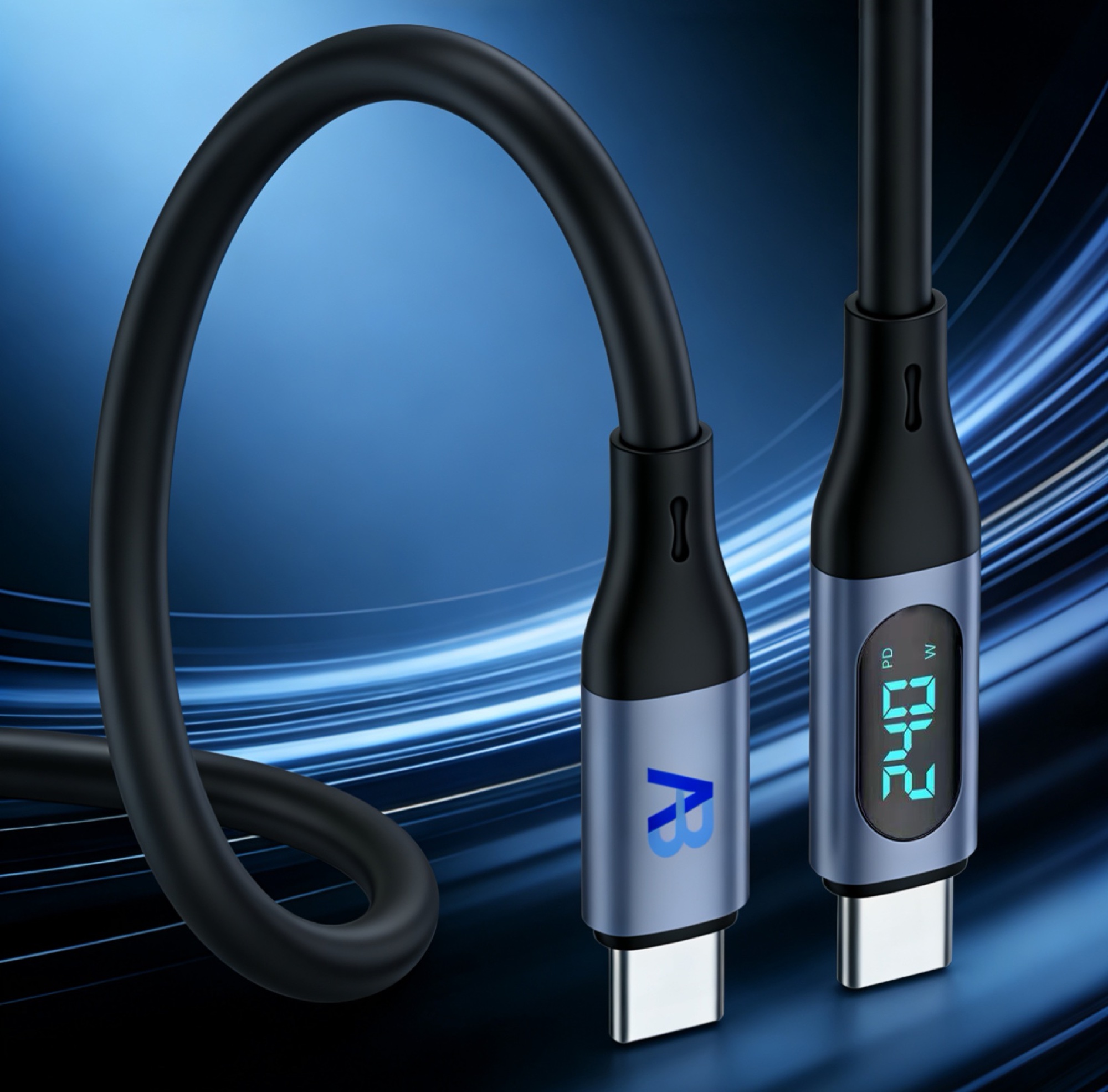 240W Ekranlı USB-C Süper Hızlı Şarj Kablosu, Sıvı Silikon, 100cm Beyaz - 8