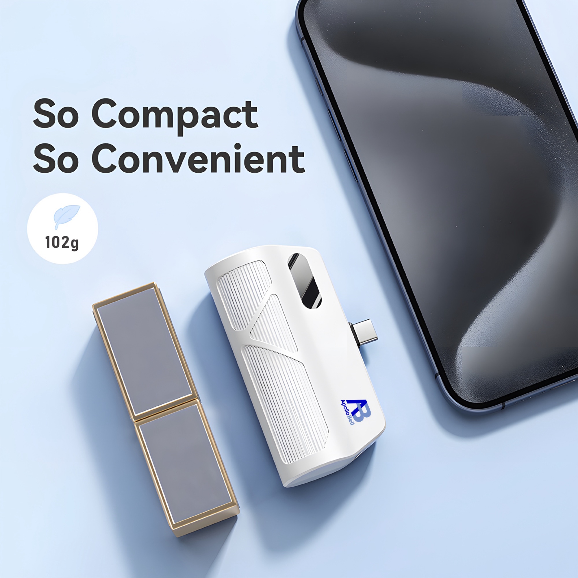 5.000mAh Mini Powerbank, USB-C & Lightning Çift Çıkışlı, Dijital Ekran, Siyah - 8