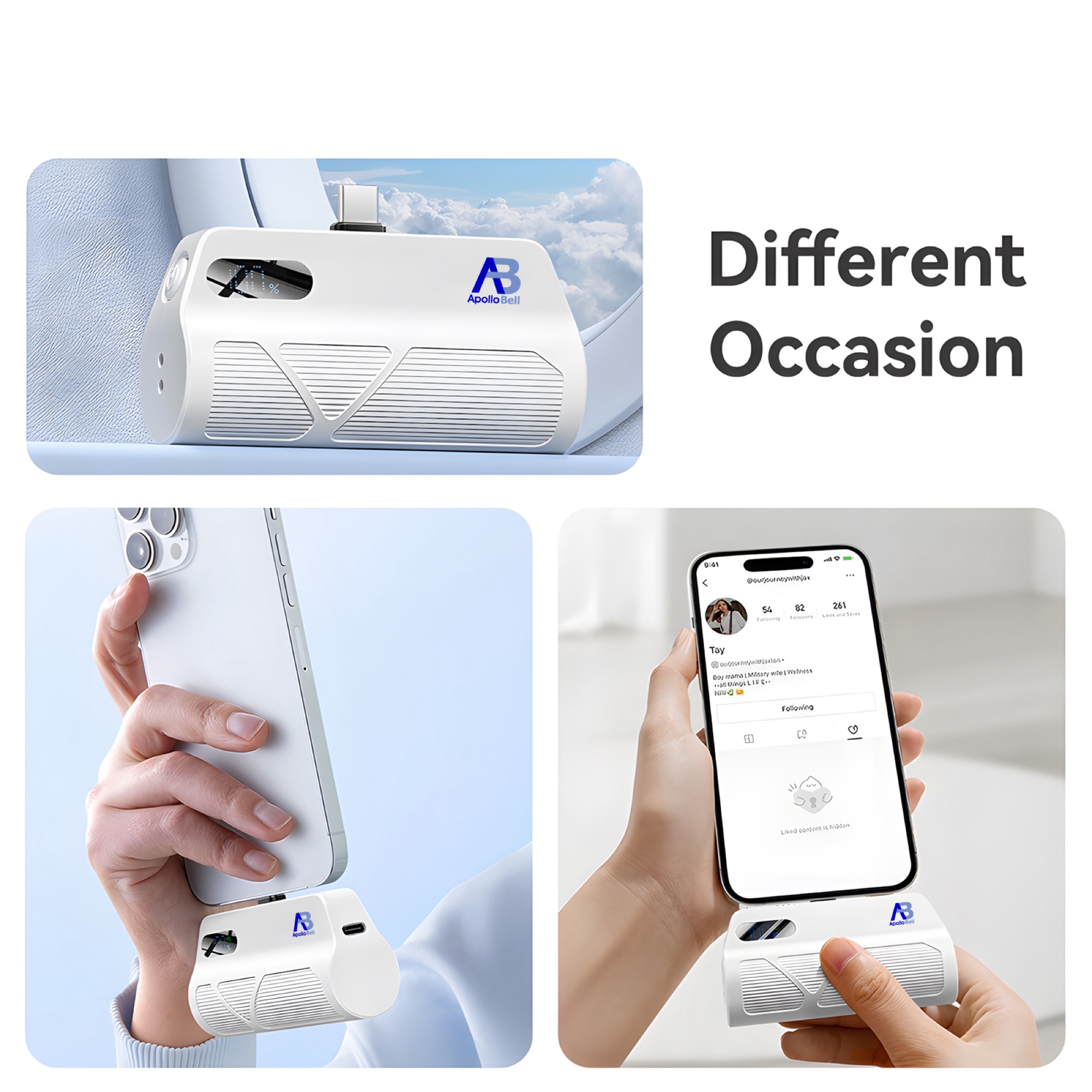 5.000mAh Mini Powerbank, USB-C & Lightning Çift Çıkışlı, Dijital Ekran, Siyah - 4
