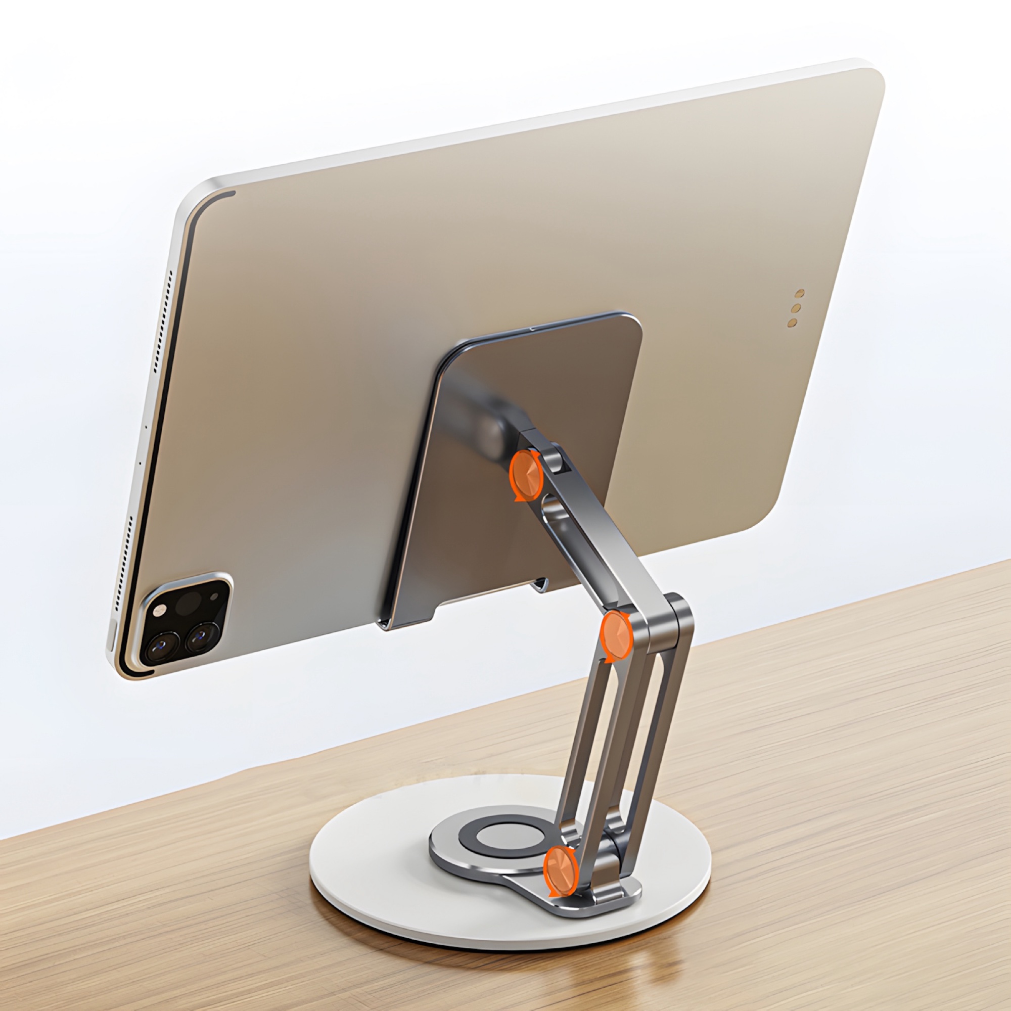 Katlanabilir Alüminyum Telefon Standı, 360° Döner Tabanlı, Yükseklik Ayarlı - Koyu Gri - 4