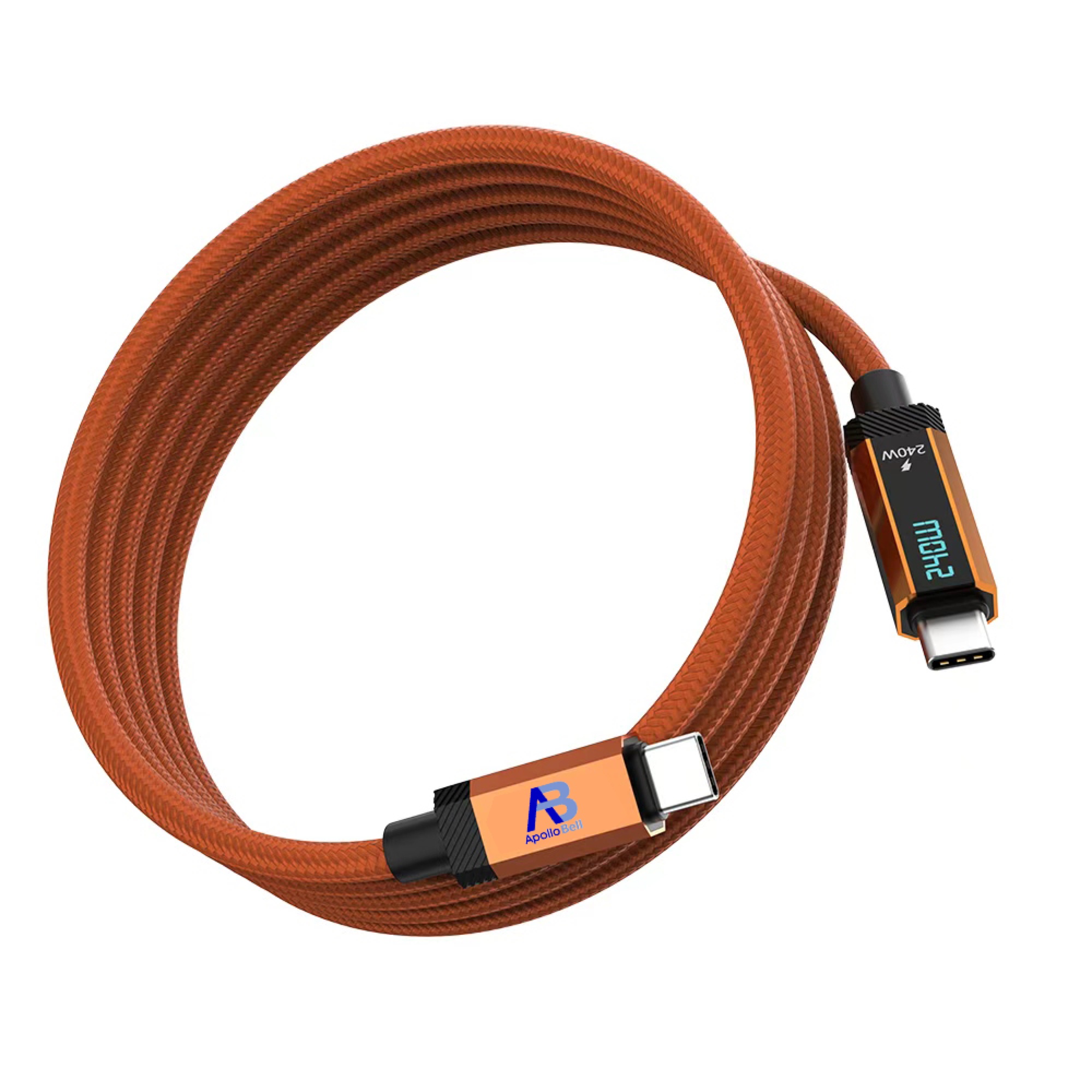 USB4 V2.0 Manyetik Kablo 240W / 80Gbps Dijital Ekranlı Örgülü USB-C, 100cm Siyah - 3