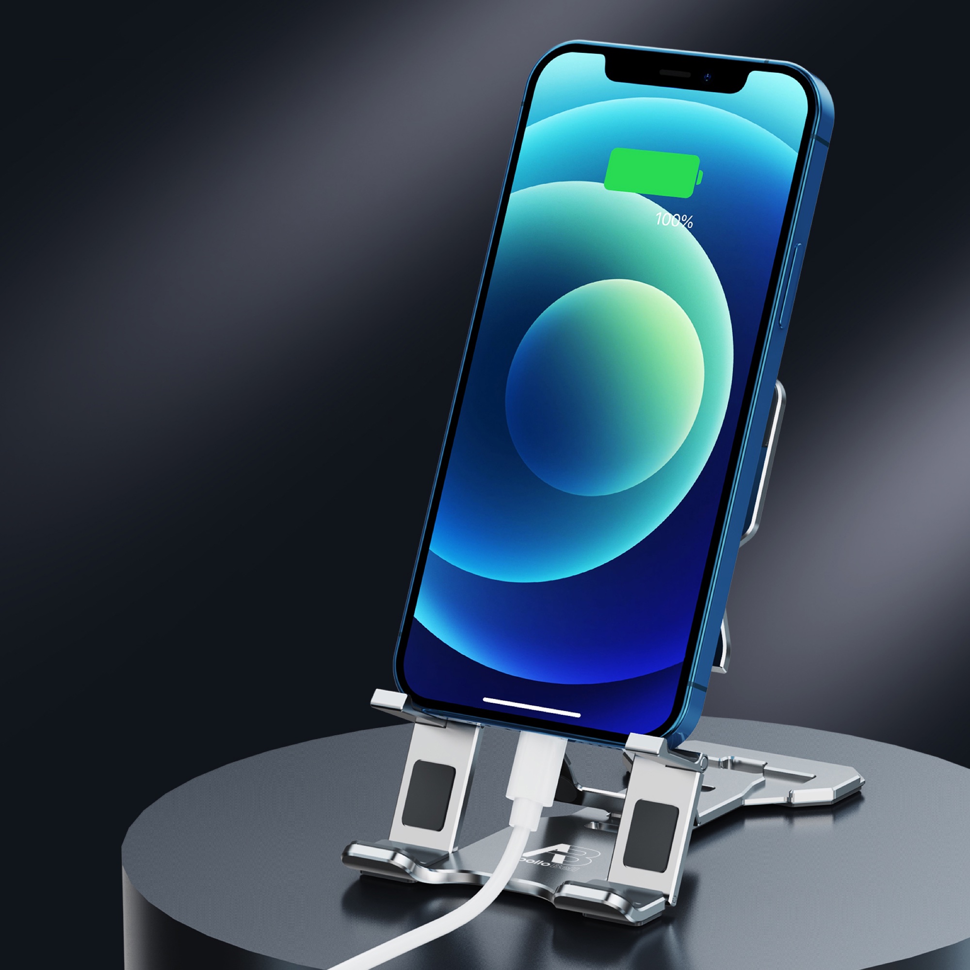 Ultra İnce Katlanabilir Masaüstü Telefon/Tablet Tutucu, Alüminyum, Gri - 6