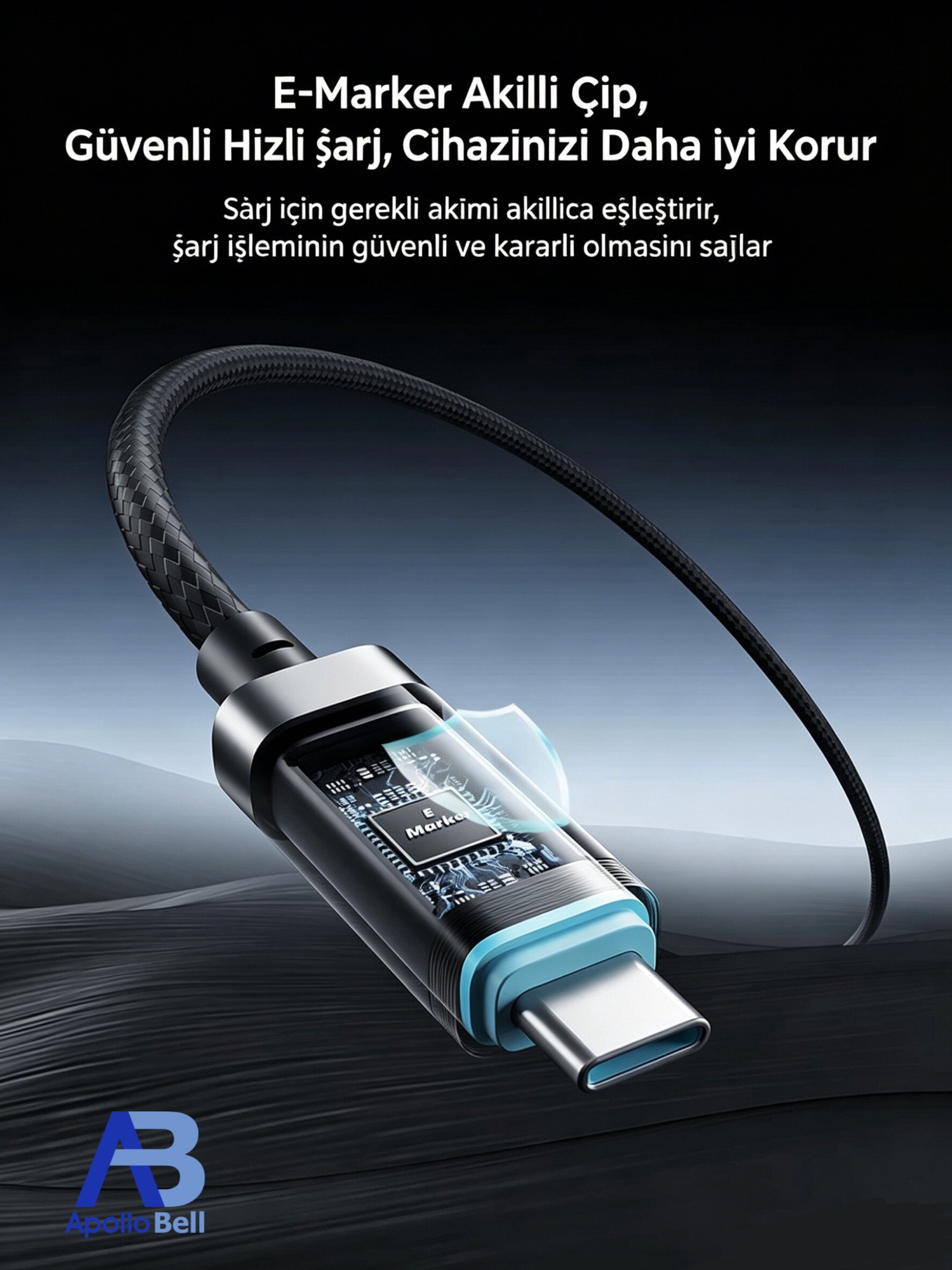 USB4 Gen3 Kablo 240W / 40Gbps OLED Ekranlı Örgülü USB-C, 0,5m Turuncu - 3
