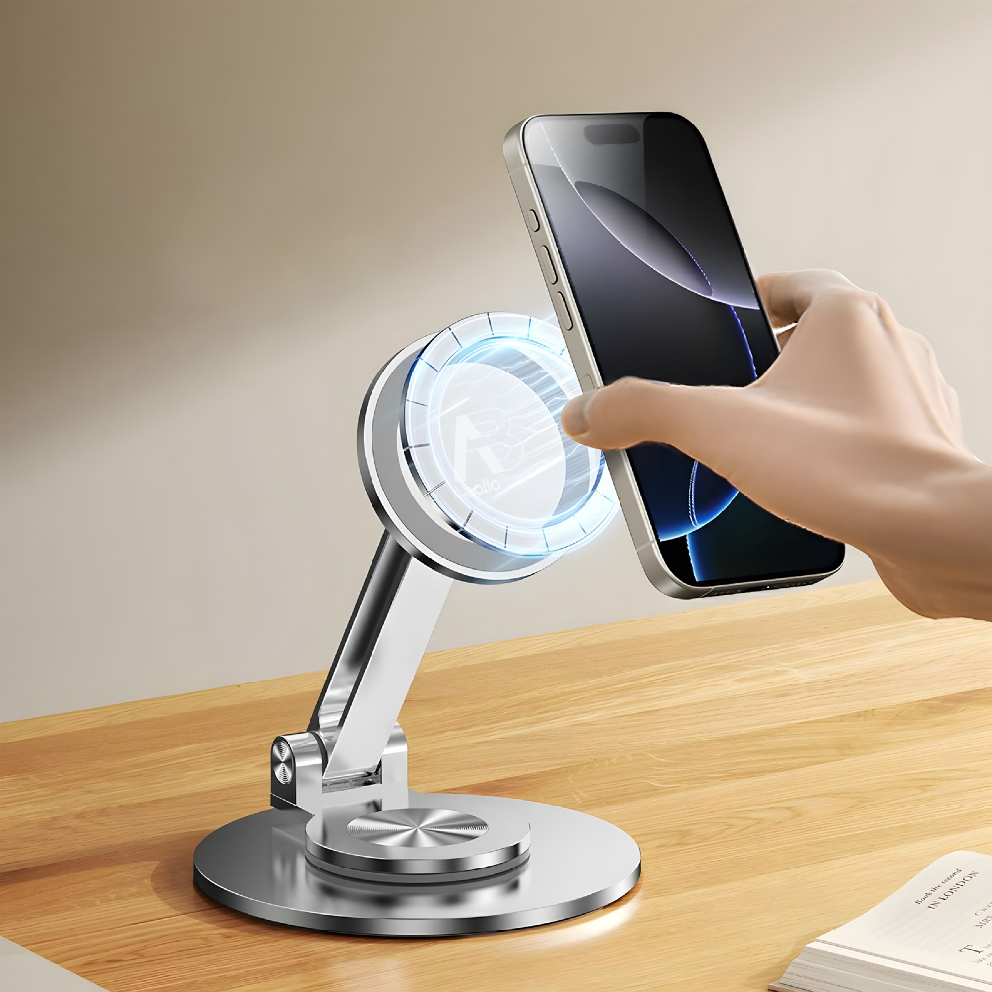 Katlanabilir Manyetik Telefon Tutucu, MagSafe Uyumlu 360° Dönebilir, Siyah - 2
