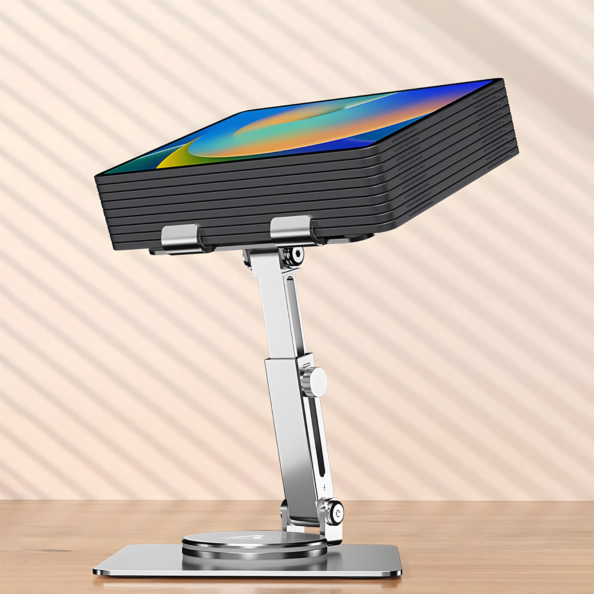Katlanabilir Teleskopik Telefon ve Tablet Standı, Alüminyum 360° Döner - Koyu Gri - 5