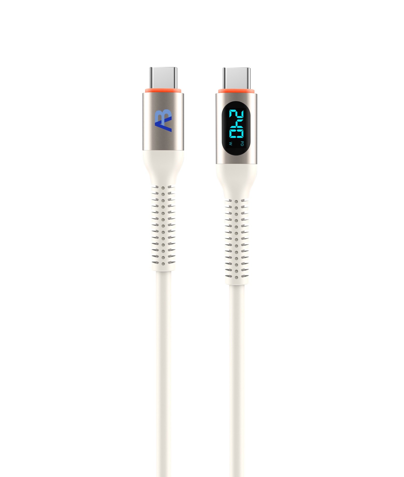 240W Ekran Göstergeli USB-C Şarj Kablosu + Seyahat Tutucu Seti, 100cm Beyaz