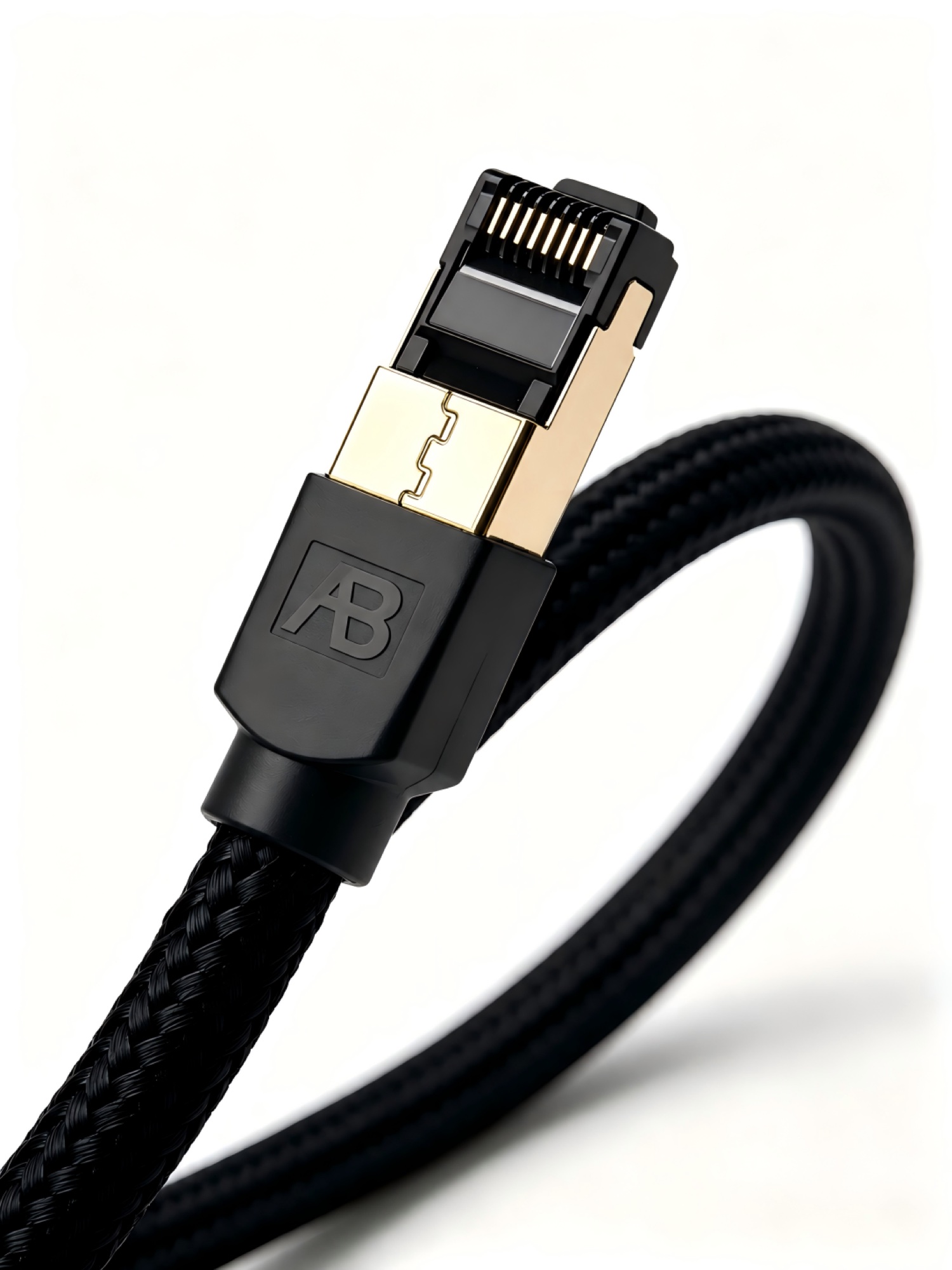 CAT8.1 S/FTP RJ45 Ağ Kablosu 40Gbit/s / 2GHz, 24AWG Saf Bakır, Örgülü LSZH, 1m Siyah - 2